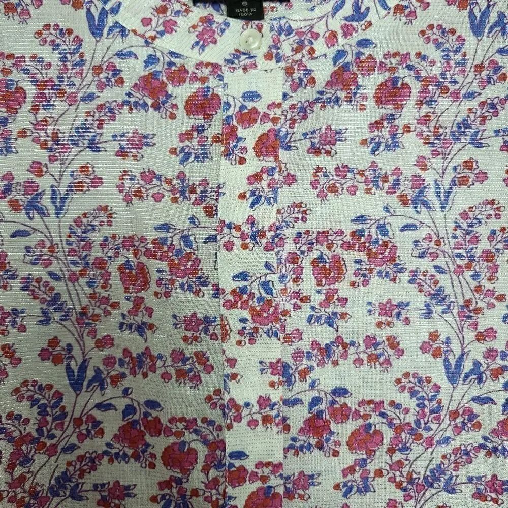 J.Crew Metallic Thread Iris Block Print Tunic Top Size Small - Picture 10 of 12